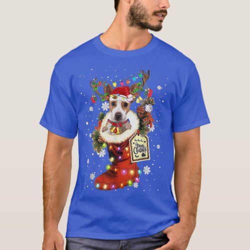 Rat Terrier Xmas Boot Christmas Sock Winter Snow  T_Shirt