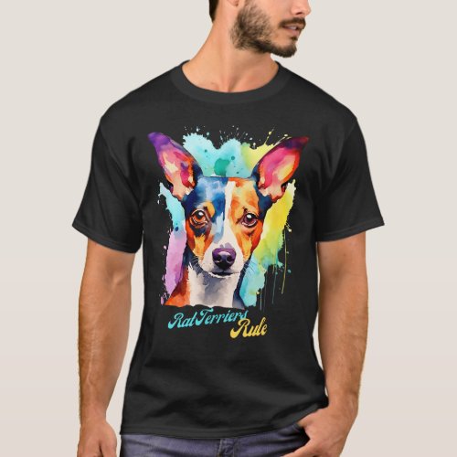 Rat Terriers Rule _ Watercolor Dog Graphic Design  T_Shirt