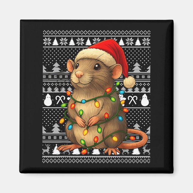 Rat Ugly Christmas Santa Costume Family Xmas Women Magnet (Front)