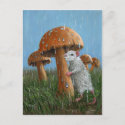 Rat under Mushroom in Rain Postcard