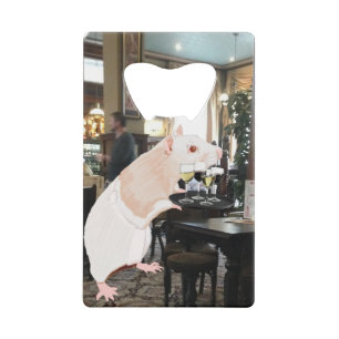 Rat Waiter surreal  Credit Card Bottle Opener