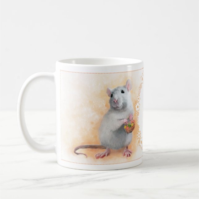 Rat with flowers coffee mug (Left)