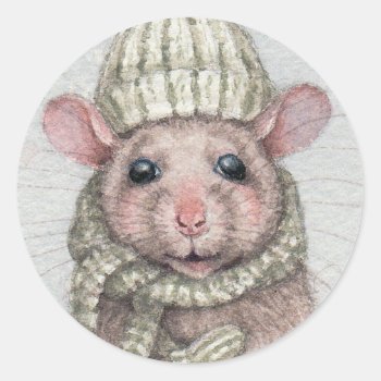 Rat With Hat And Scarf Sticker By Kmcoriginals by KMCoriginals at Zazzle