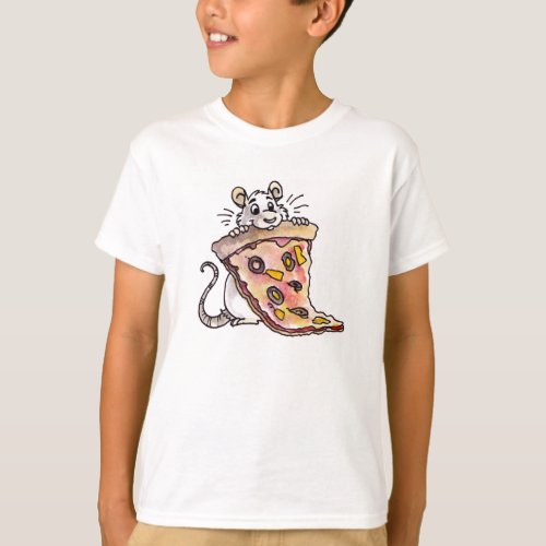 Rat with Pizza Kids T_shirt