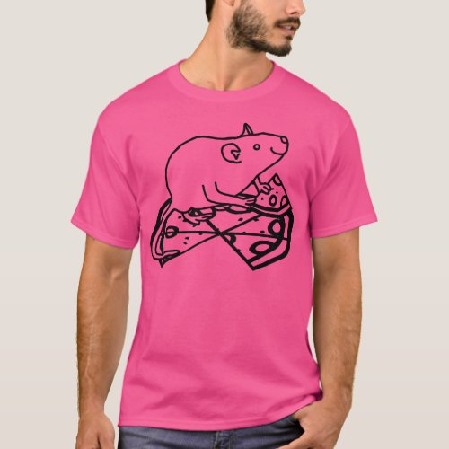 Rat with Pizza Outline T_Shirt