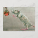 Rat with red bell postcard Christmas