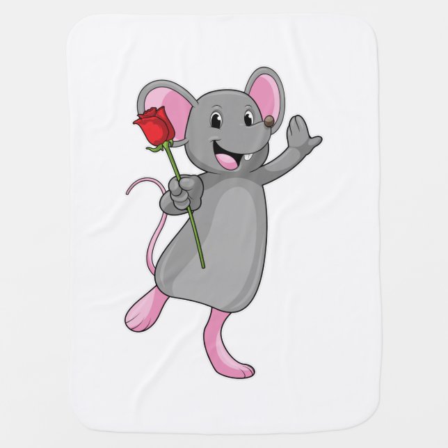 Rat with Rose Flower Baby Blanket (Front)