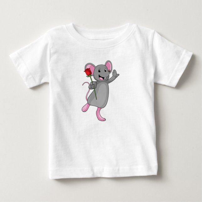 Rat with Rose Flower Baby T-Shirt (Front)