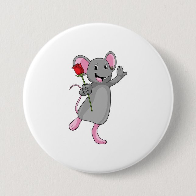 Rat with Rose Flower Button (Front)