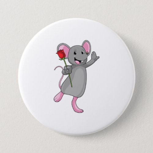 Rat with Rose Flower Button