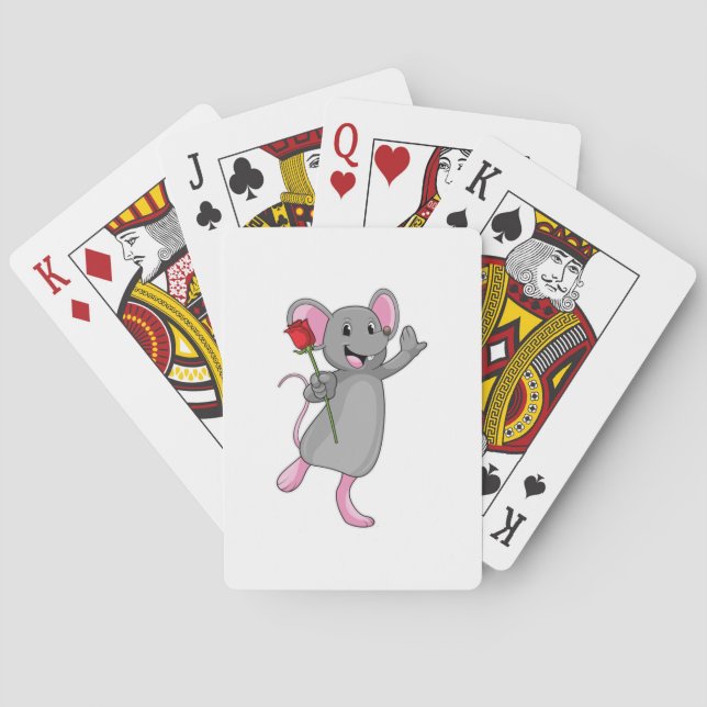 Rat with Rose Flower Poker Cards (Back)