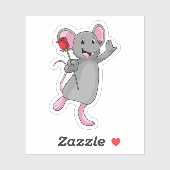 Rat with Rose Flower Sticker (Sheet)