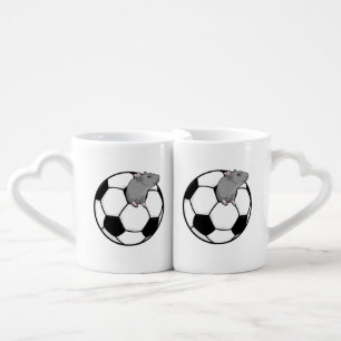 Rat with Soccer ball Coffee Mug Set