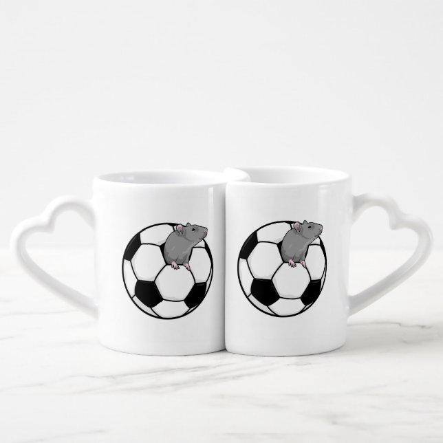 Rat with Soccer ball Coffee Mug Set (Front Nesting)