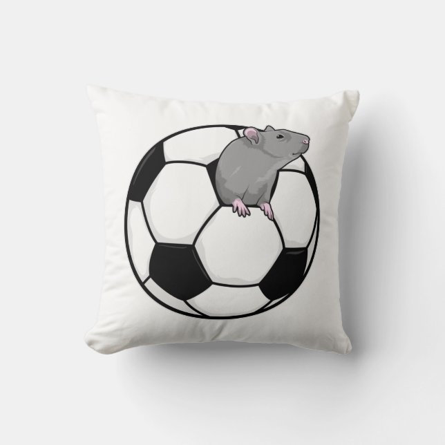 Rat with Soccer ball Throw Pillow (Front)