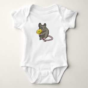 Rat with yellow Flower Baby Bodysuit