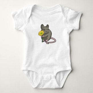 Rat with yellow Flower Baby Bodysuit