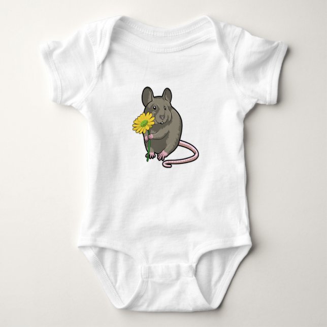 Rat with yellow Flower Baby Bodysuit (Front)