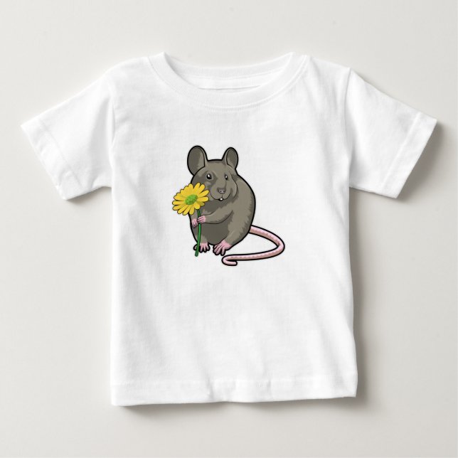 Rat with yellow Flower Baby T-Shirt (Front)