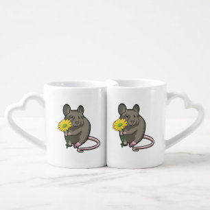 Rat with yellow Flower Coffee Mug Set