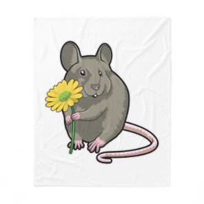 Rat with yellow Flower Fleece Blanket