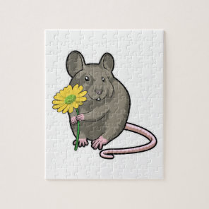Rat with yellow Flower Jigsaw Puzzle