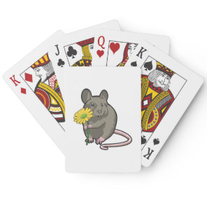 Rat with yellow Flower Poker Cards