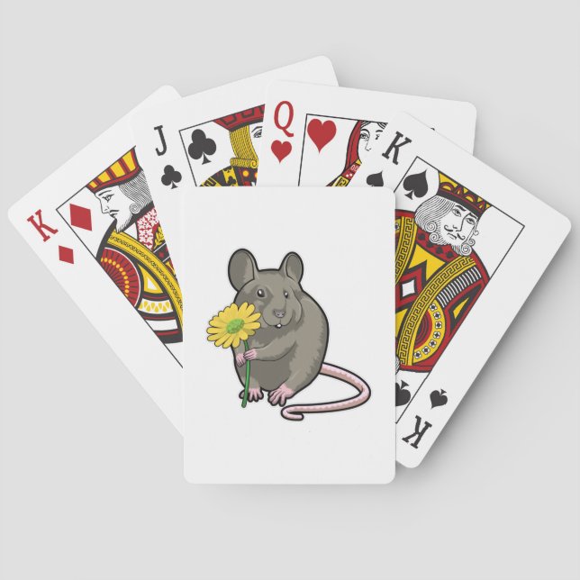 Rat with yellow Flower Poker Cards (Back)