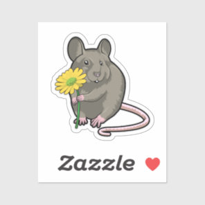 Rat with yellow Flower Sticker