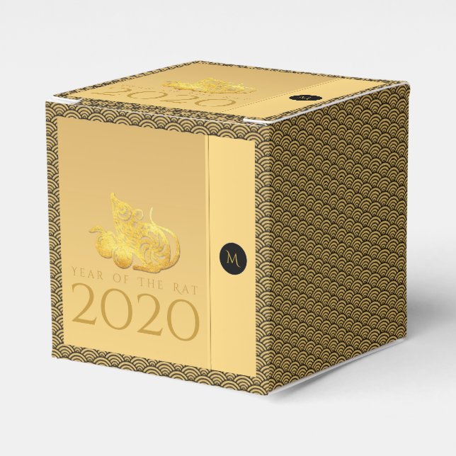 Rat Year 2020 fruits Elegant Monogram CC Favor Box (Front Side)