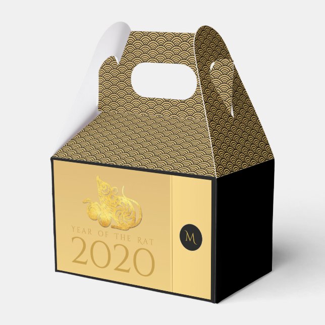 Rat Year 2020 fruits Elegant Monogram G Favor Box (Front Side)