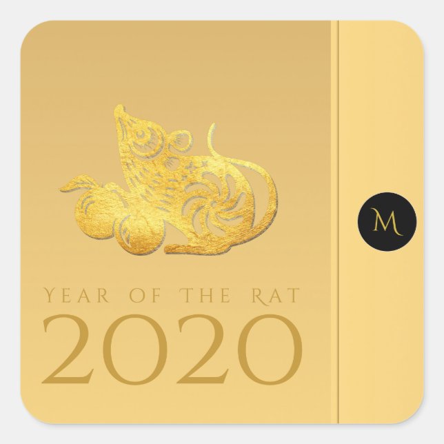 Rat Year 2020 fruits Elegant Monogram S Sticker (Front)