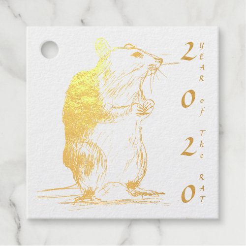 Rat Year 2020 Original drawing Gold Favor Tag