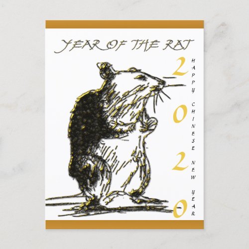 Rat Year 2020 Original drawing greeting Card