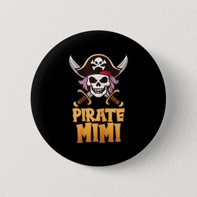 Rate Mimi Funny Captain Matching Grandma Halloween Button (Front)