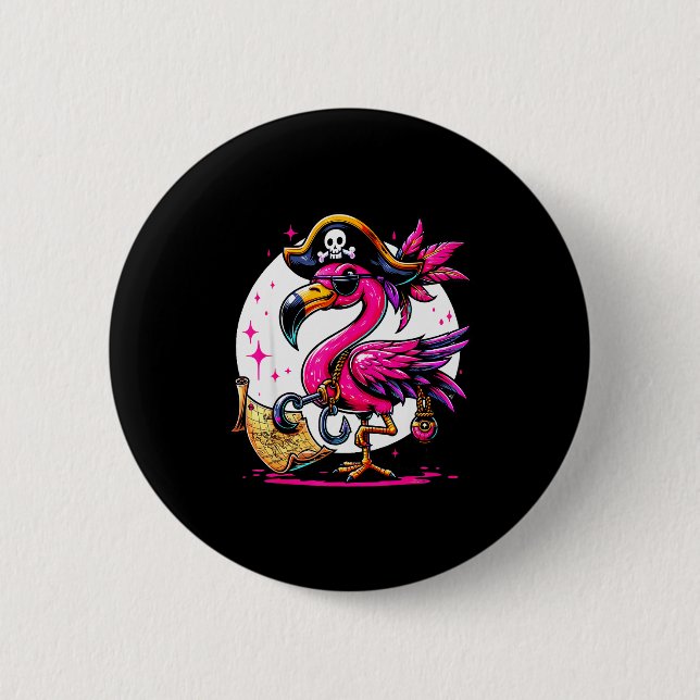 Rate Nk Flamingo Halloween Party - Jolly Roger  Button (Front)