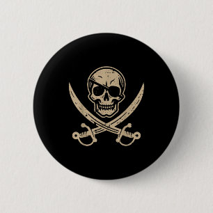 Rate Skull Eyepatch Crossed Swords Vintage Men Wom Button