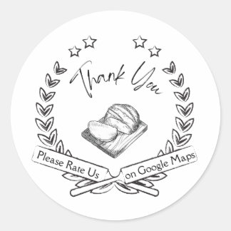Rate us on Google Bread Sliced Sketch Thank You Classic Round Sticker