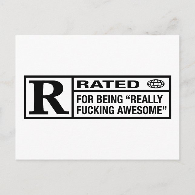 Rated R for being awesome Postcard (Front)