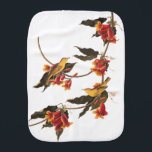 Rathbone's Warbler Song Bird on Crossvine Baby Burp Cloth<br><div class="desc">This beautiful reproduction of John James Audubon’s Plate 65 from Birds of America features two Yellow Warblers perched on a flowering crossvine, also known as Begonia Capreolata or Ramping Trumpet-Flower. Native to the Southern United States, this climbing vine is adorned with vibrant orange-red and yellow blossoms that perfectly complement the...</div>