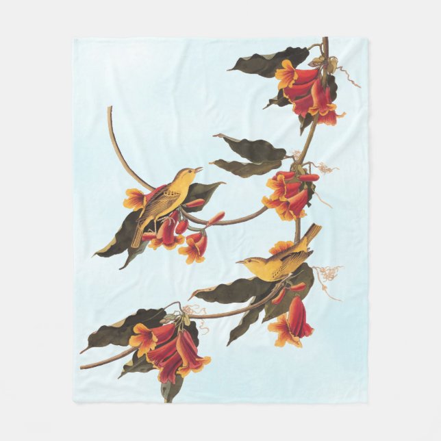 Rathbone's Warbler Song Bird on Crossvine Fleece Blanket (Front)