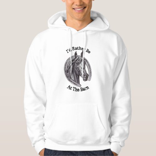 Rather Be At Barn Horse Lover Pony Sketch Animal T Hoodie