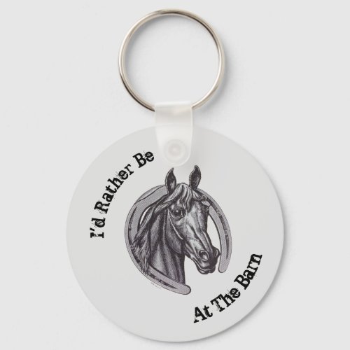 Rather Be At Barn Horse Lover Sketch Animal Pony Keychain