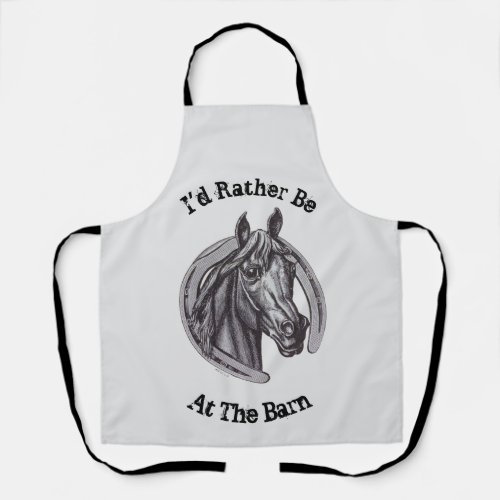 Rather Be At Barn Horse Lover Vintage Animal Apron