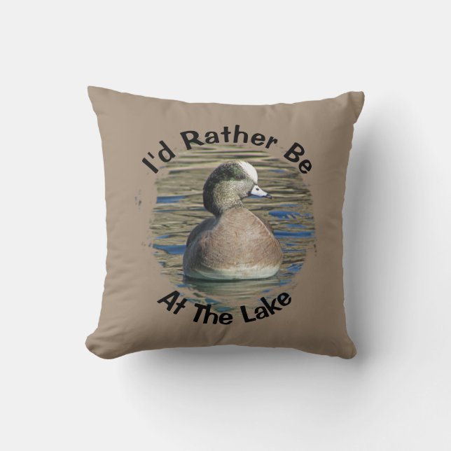 Rather Be At Lake American Wigeon Nature Wild Bird Throw Pillow (Front)