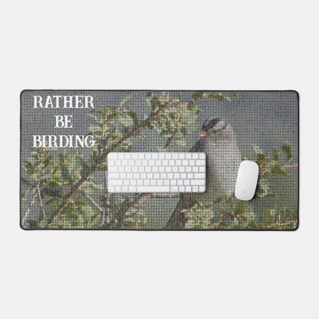 Rather Be Birding Sparrow Photo Birdwatcher Desk Mat (Keyboard & Mouse)