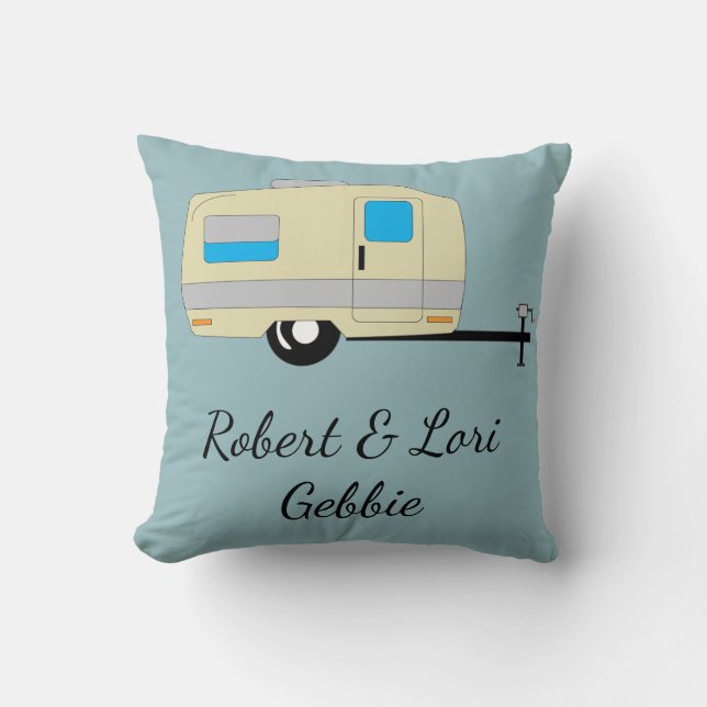 Rather Be Camping Name Throw Pillow (Front)