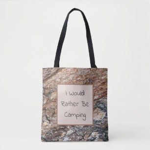 Rather Be Camping Tree Bark Pattern Photo Nature Tote Bag
