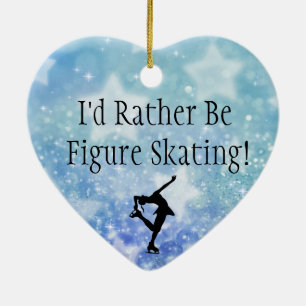 Rather Be Figure Skating Ornament, Heart, Add Name Ceramic Ornament