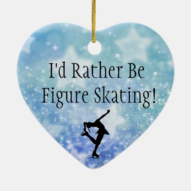 Rather Be Figure Skating Ornament, Heart, Add Name Ceramic Ornament (Back)